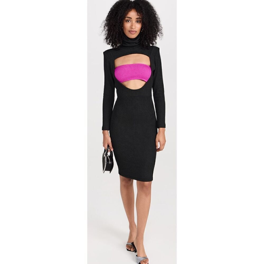 BruceGlen Jet Fonda Bandeau Dress in Black & Fushia NWT Size Small